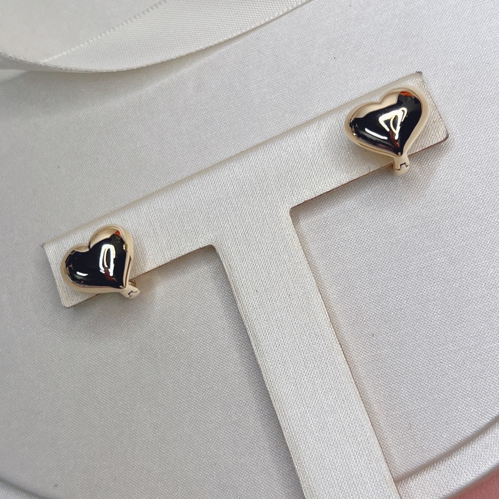 Puffed Heart Huggie Hoop Earrings